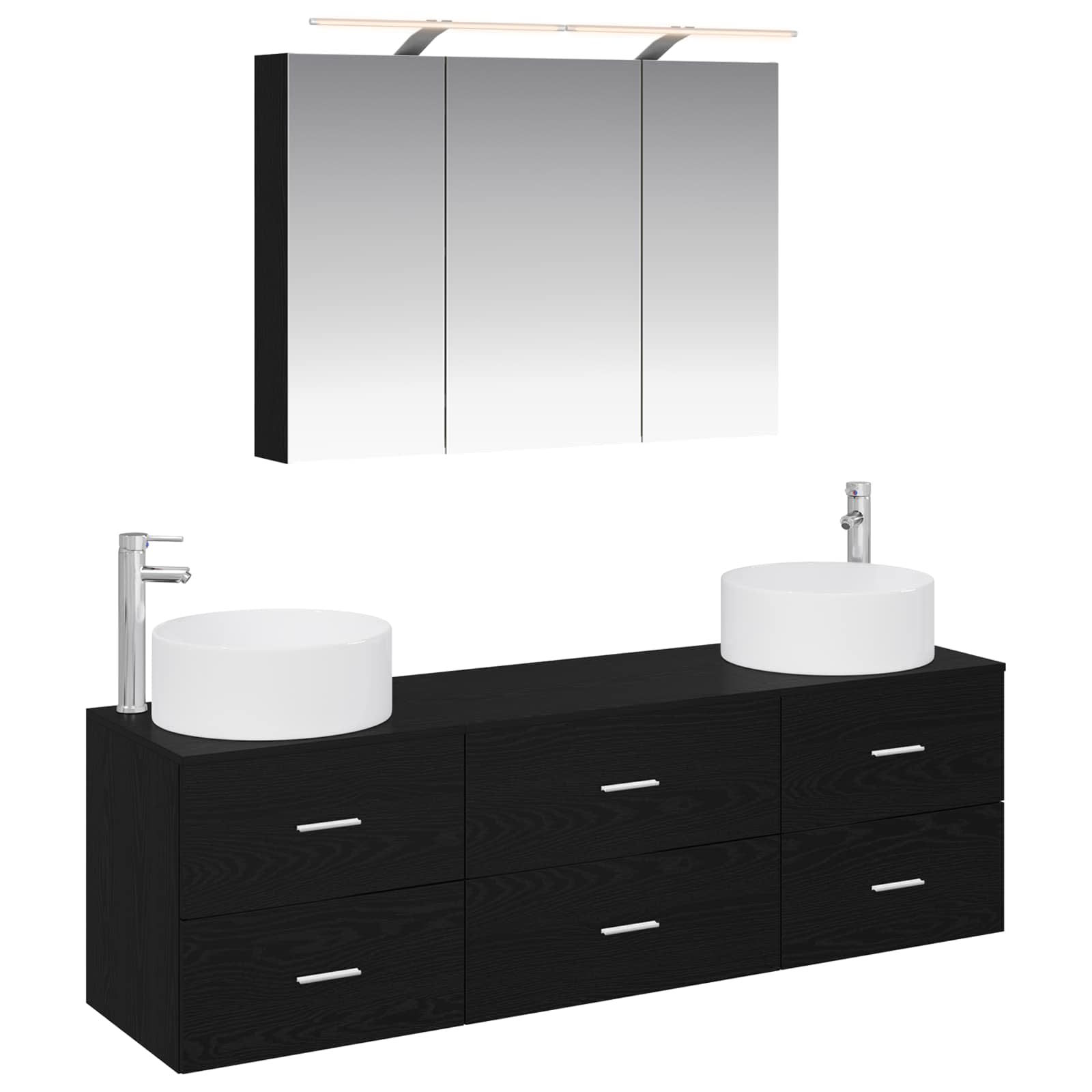 vidaXL Badkamermeubelset 4 pcs Wit Bewerkt hout en glas