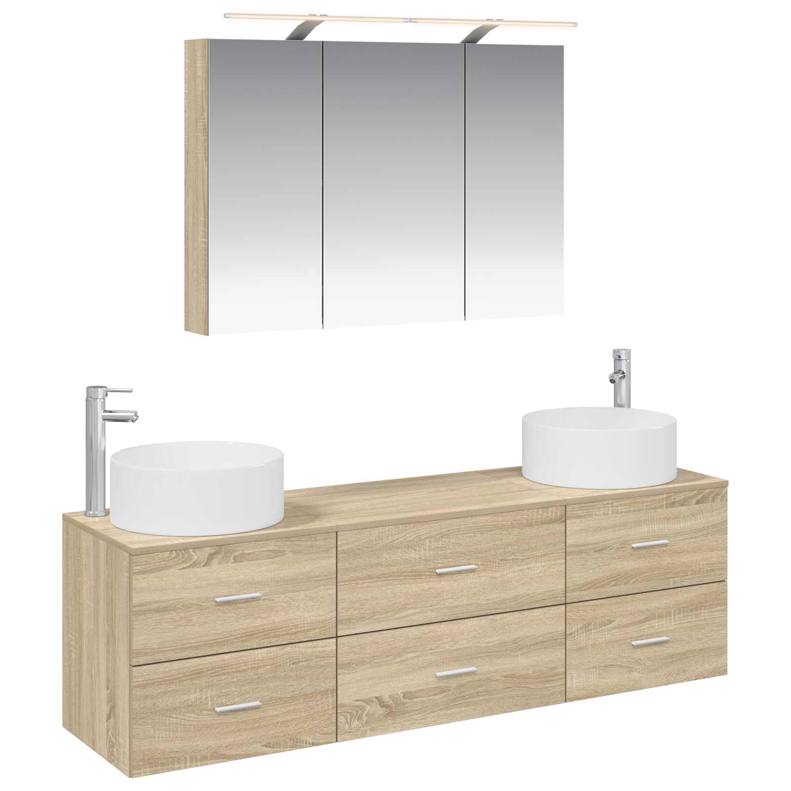 vidaXL Badkamermeubelset 4 pcs Wit Bewerkt hout en glas