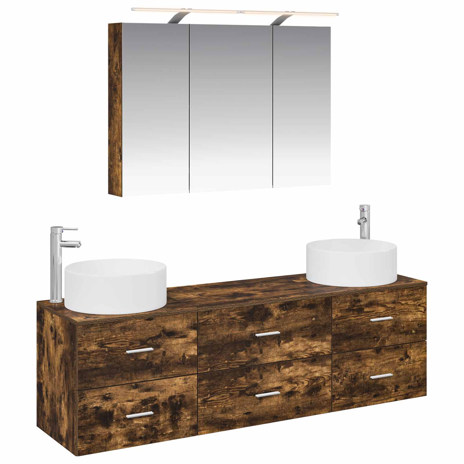 vidaXL Badkamermeubelset 4 pcs Wit Bewerkt hout en glas