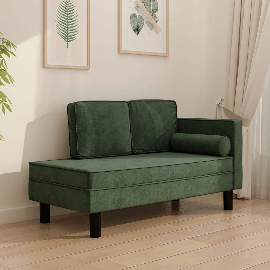 vidaXL Chaise longue met kussens en bolster fluweel lichtgrijs
