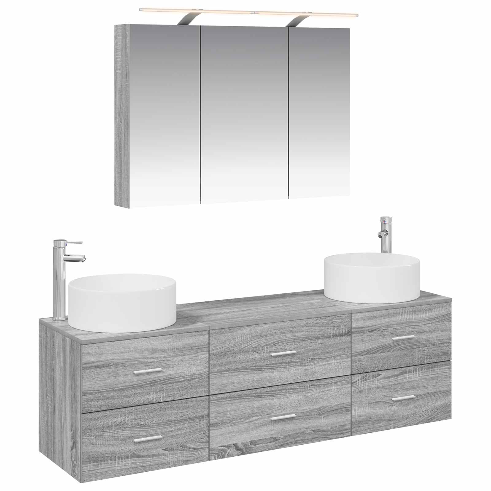 vidaXL Badkamermeubelset 4 pcs Wit Bewerkt hout en glas