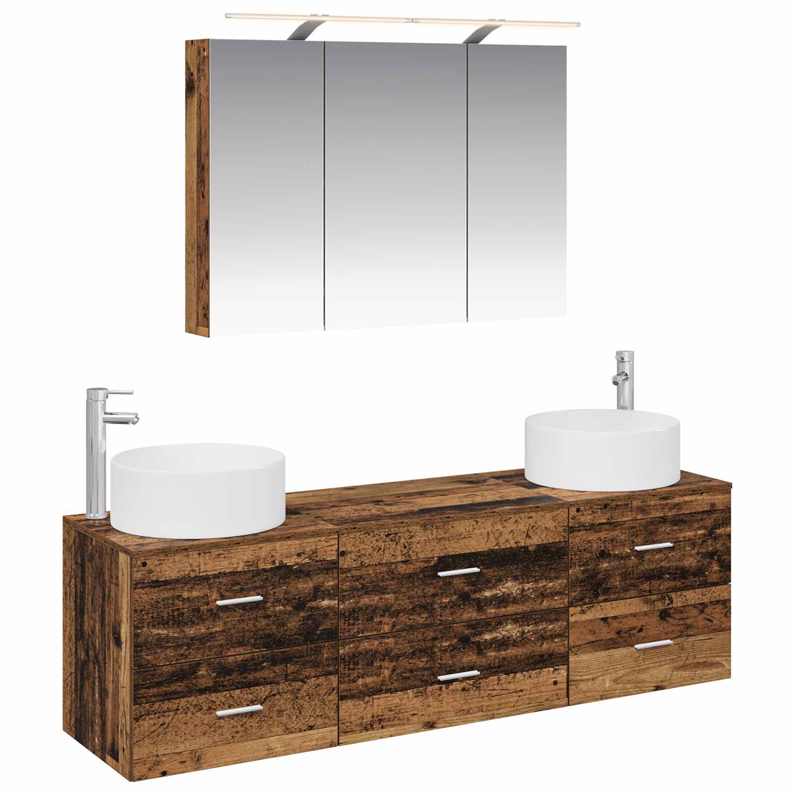 vidaXL Badkamermeubelset 4 pcs Wit Bewerkt hout en glas