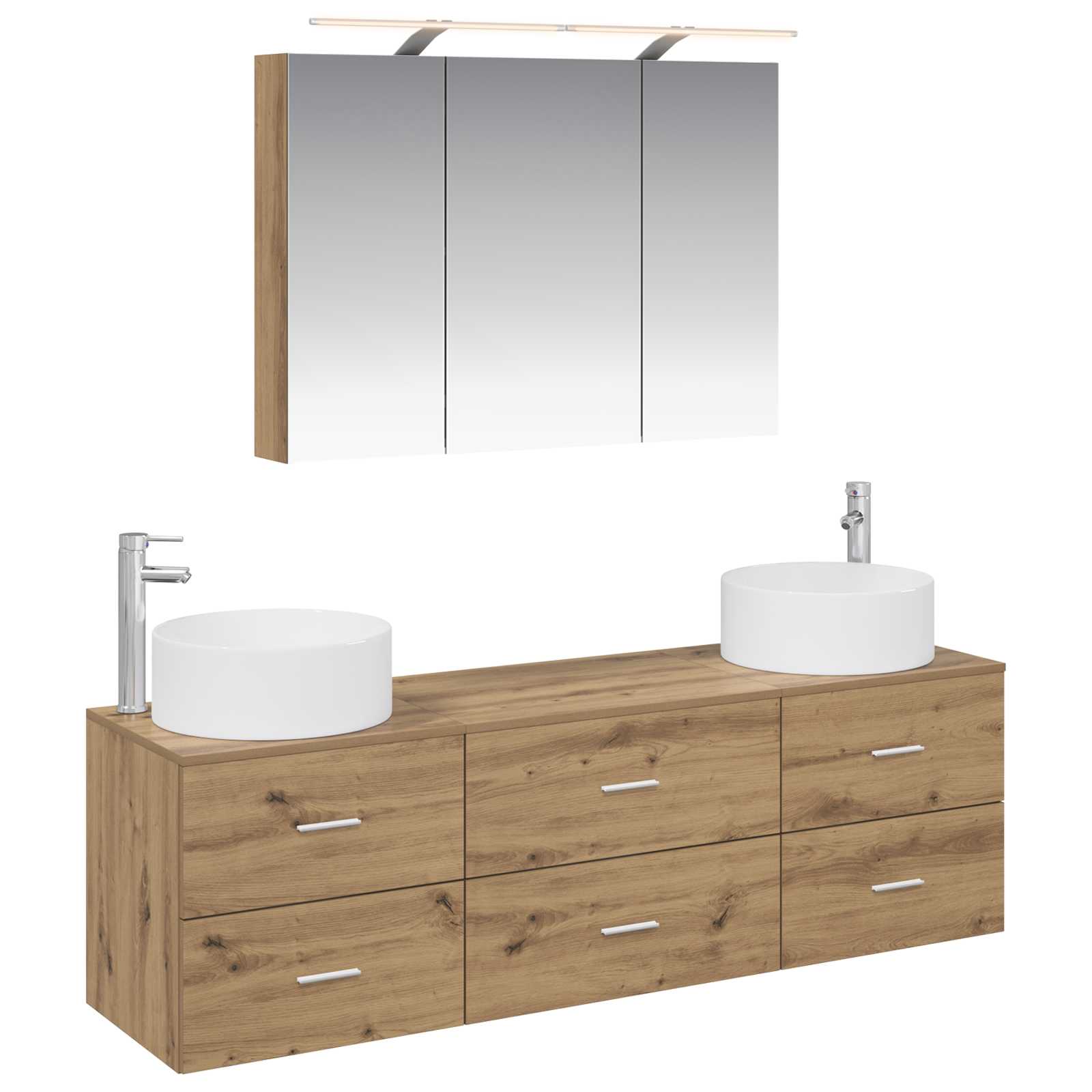 vidaXL Badkamermeubelset 4 pcs Wit Bewerkt hout en glas