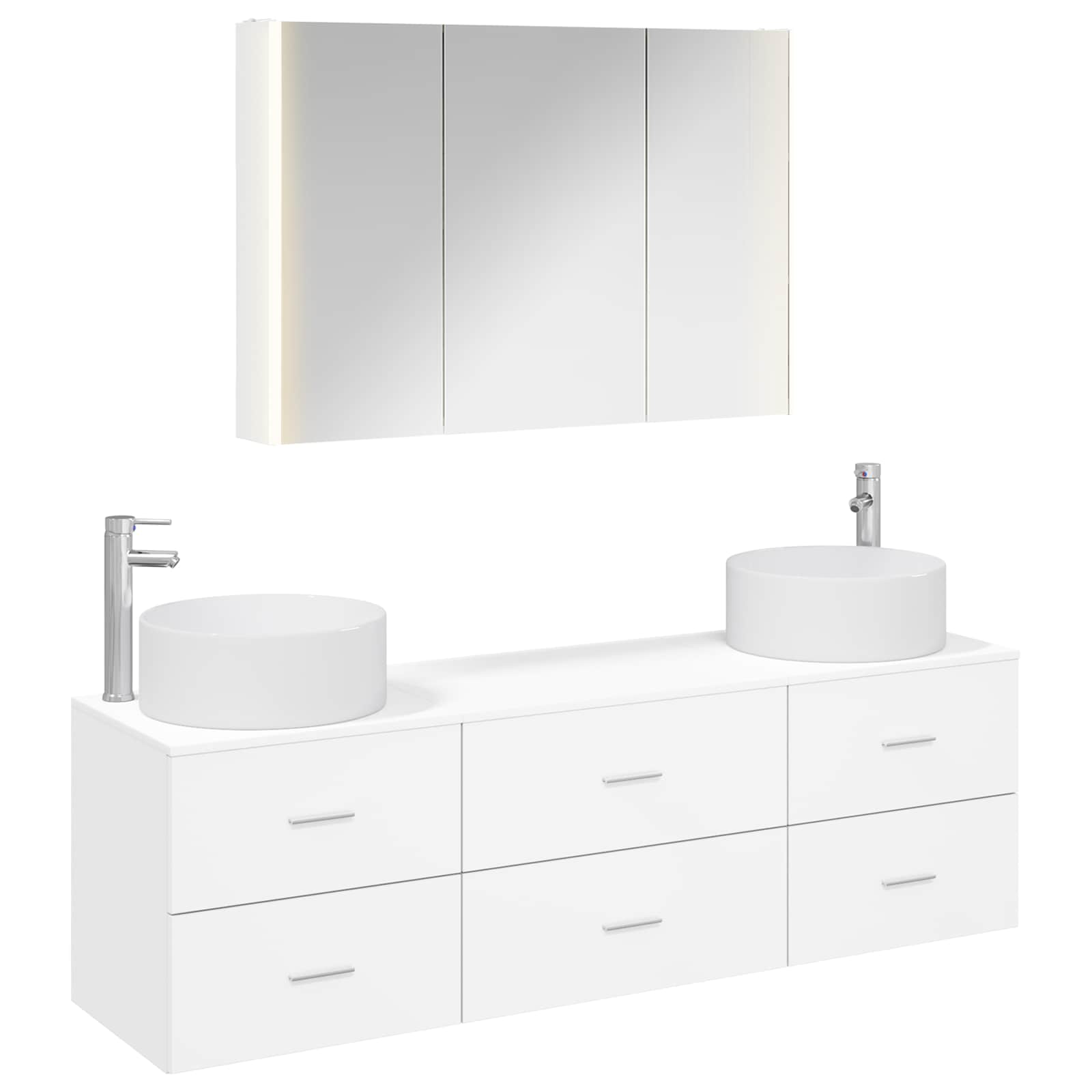 vidaXL Badkamermeubelset 4 pcs Wit Bewerkt hout en glas