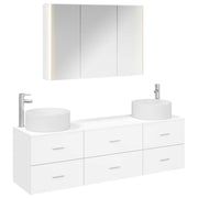 vidaXL Badkamermeubelset 4 pcs Wit Bewerkt hout en glas