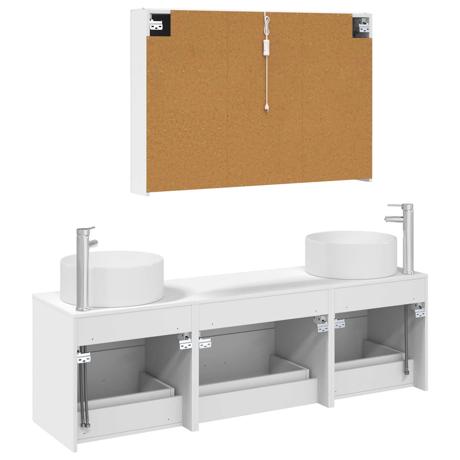 vidaXL Badkamermeubelset 4 pcs Wit Bewerkt hout en glas