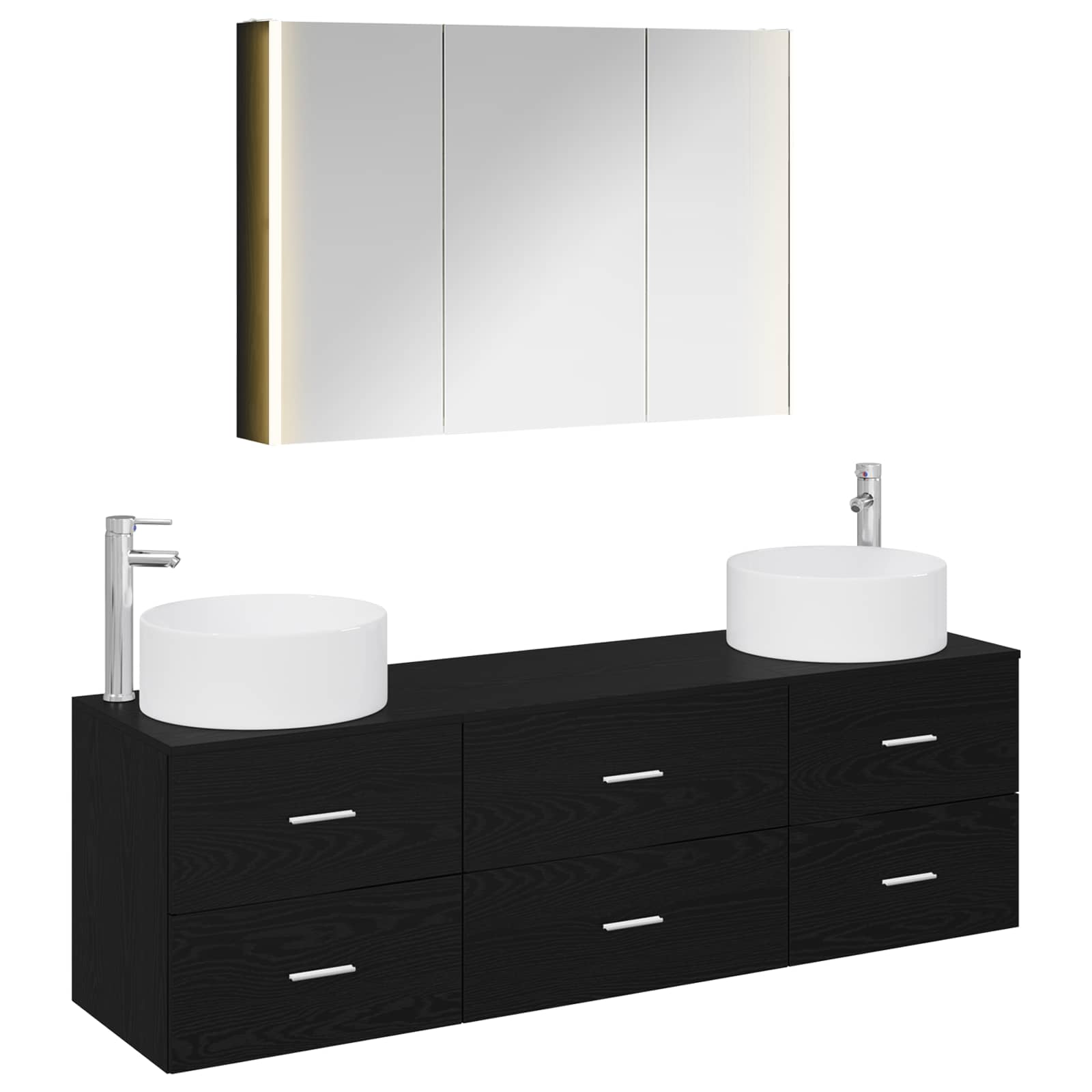 vidaXL Badkamermeubelset 4 pcs Wit Bewerkt hout en glas