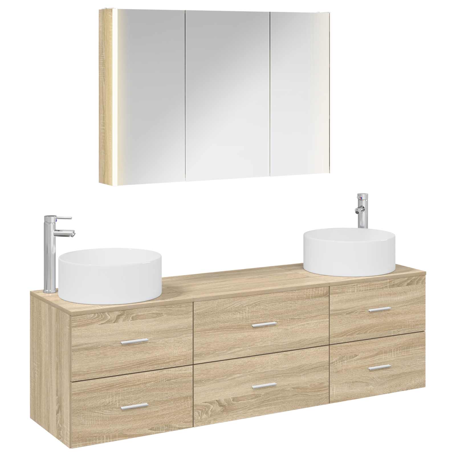 vidaXL Badkamermeubelset 4 pcs Wit Bewerkt hout en glas