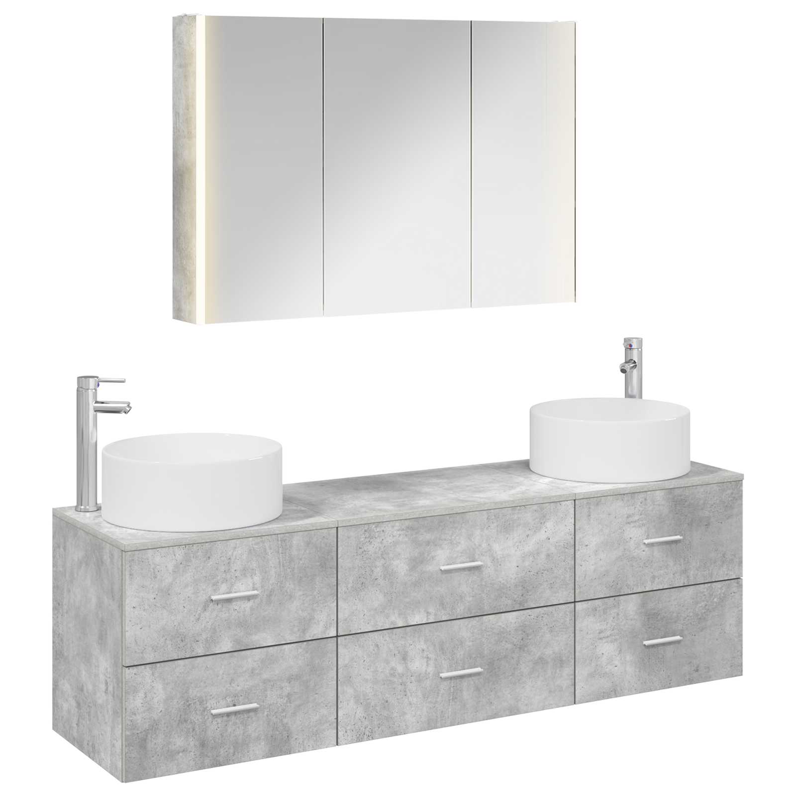 vidaXL Badkamermeubelset 4 pcs Wit Bewerkt hout en glas