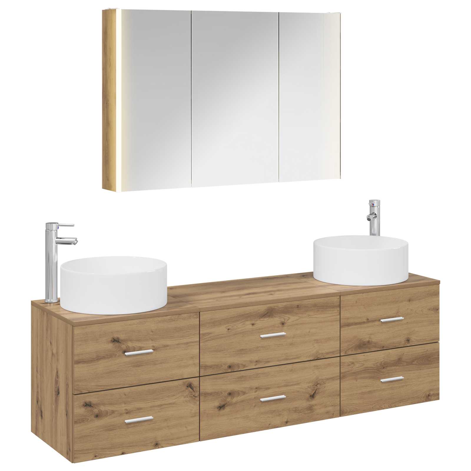 vidaXL Badkamermeubelset 4 pcs Wit Bewerkt hout en glas
