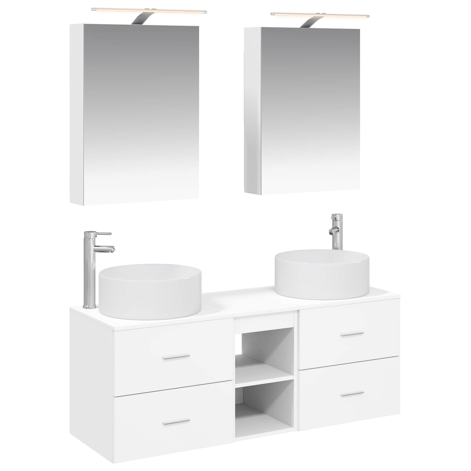 vidaXL Badkamermeubelset 5 pcs Wit Bewerkt hout en glas
