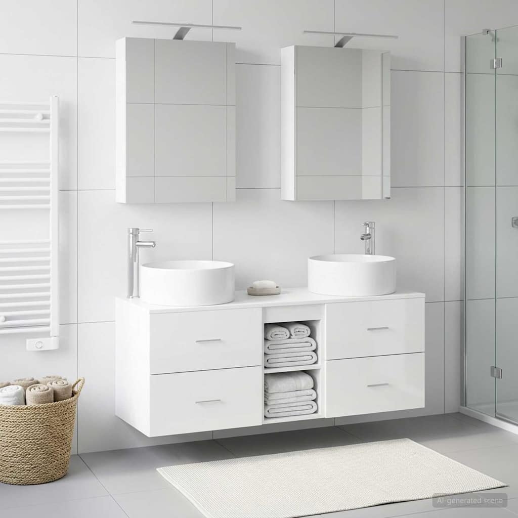 vidaXL Badkamermeubelset 5 pcs Wit Bewerkt hout en glas