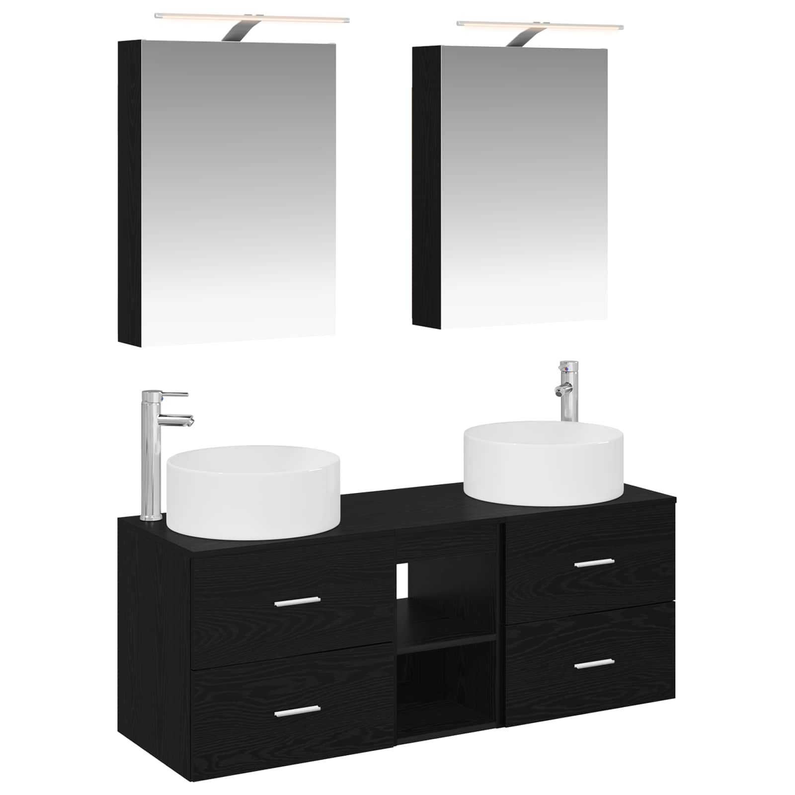 vidaXL Badkamermeubelset 5 pcs Wit Bewerkt hout en glas