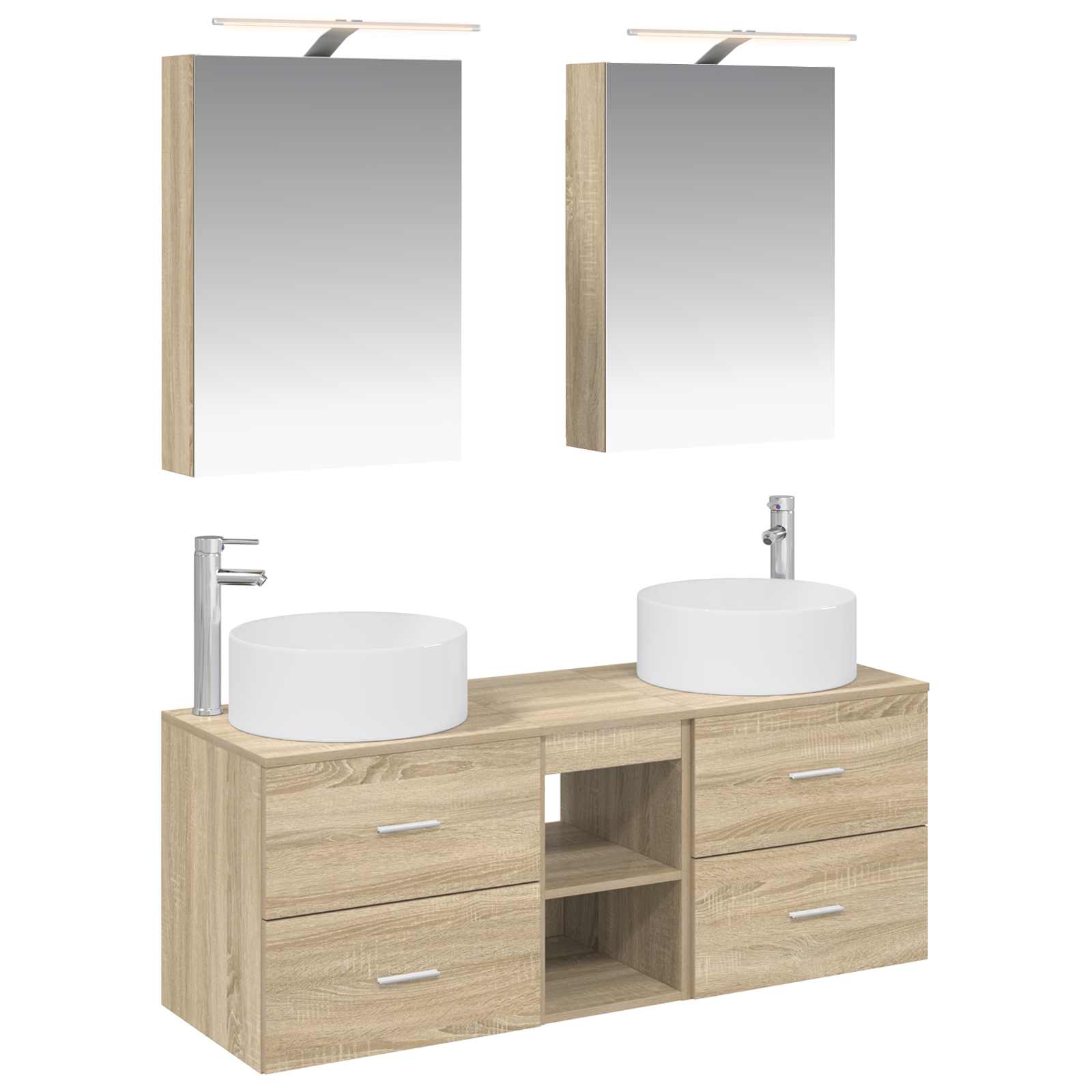vidaXL Badkamermeubelset 5 pcs Wit Bewerkt hout en glas
