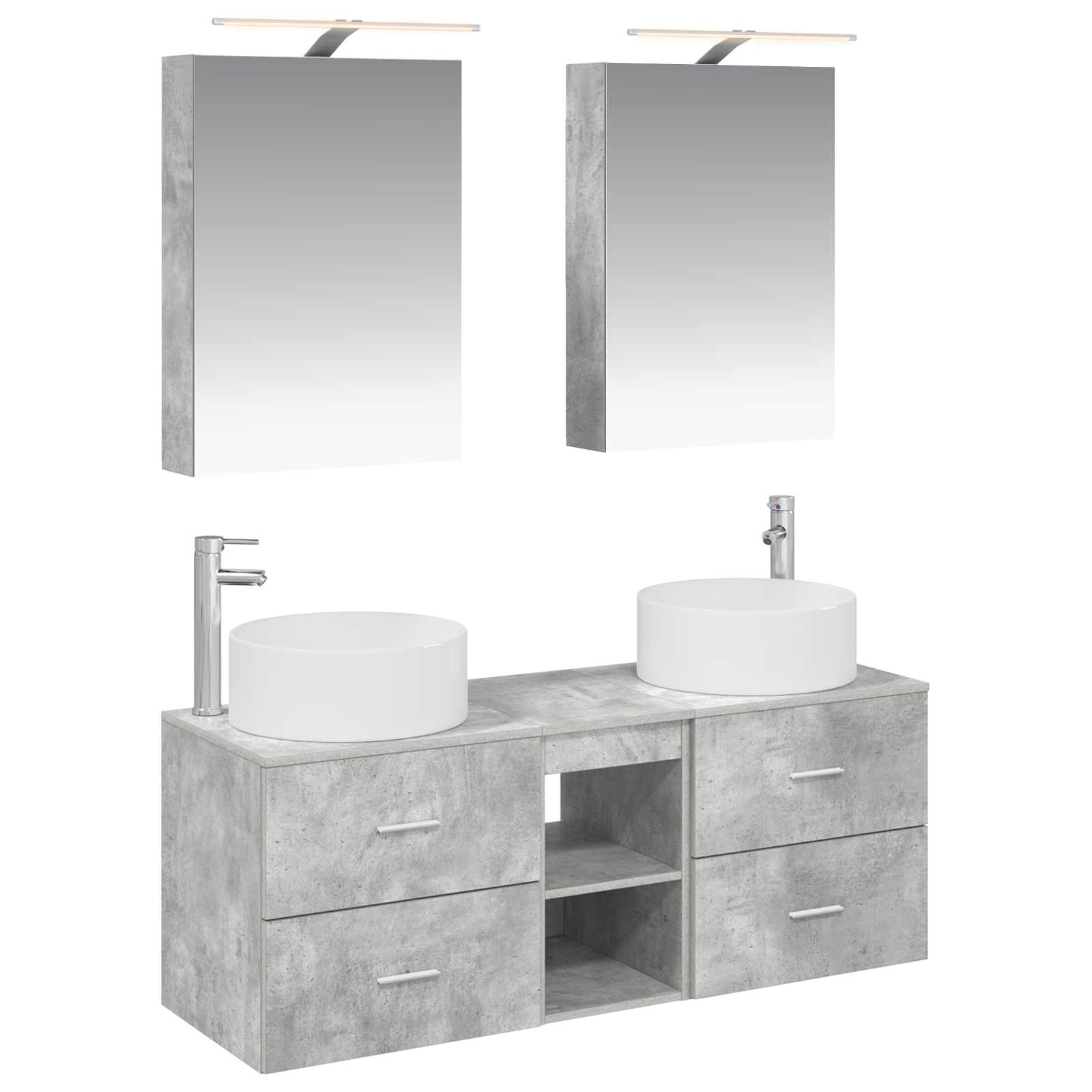 vidaXL Badkamermeubelset 5 pcs Wit Bewerkt hout en glas