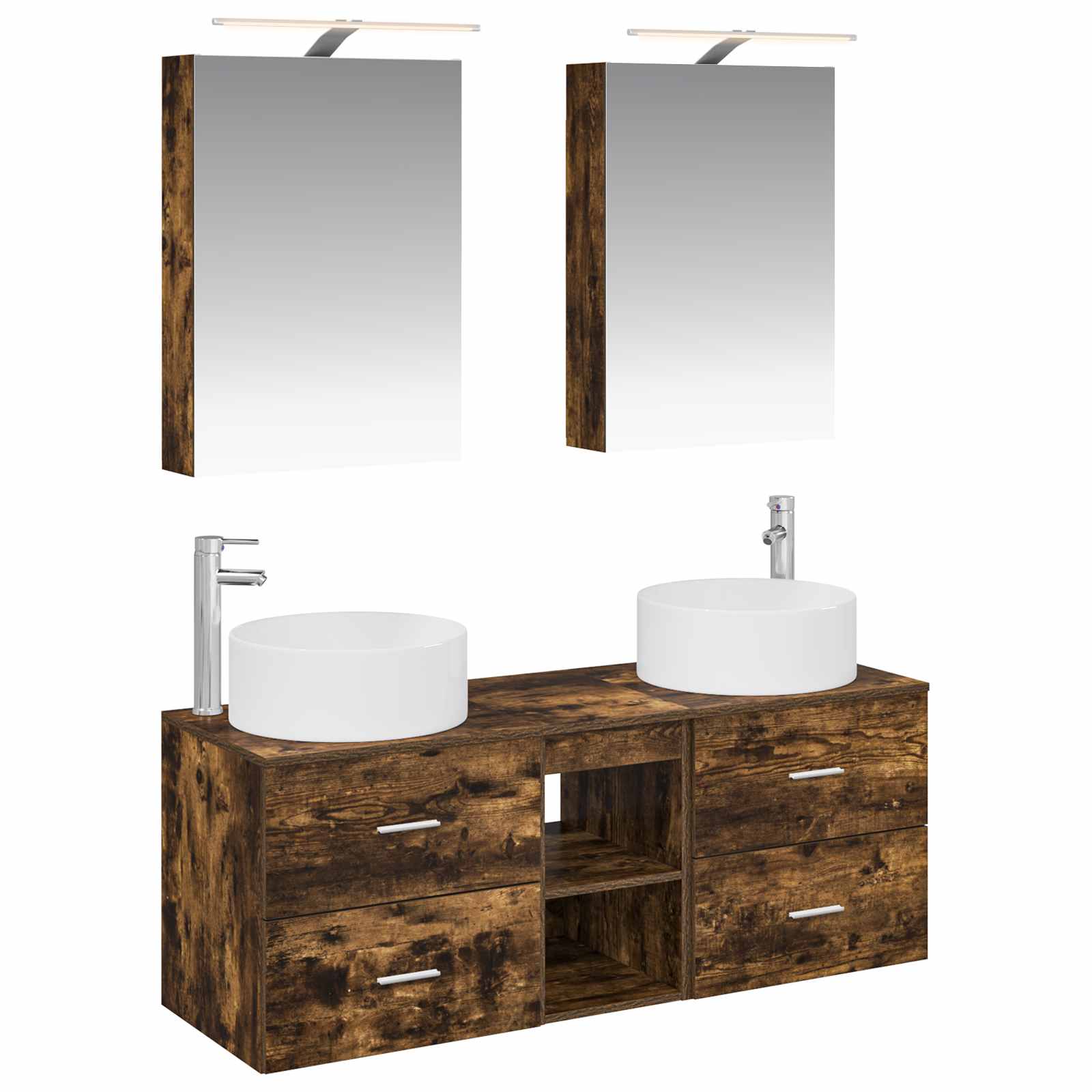 vidaXL Badkamermeubelset 5 pcs Wit Bewerkt hout en glas