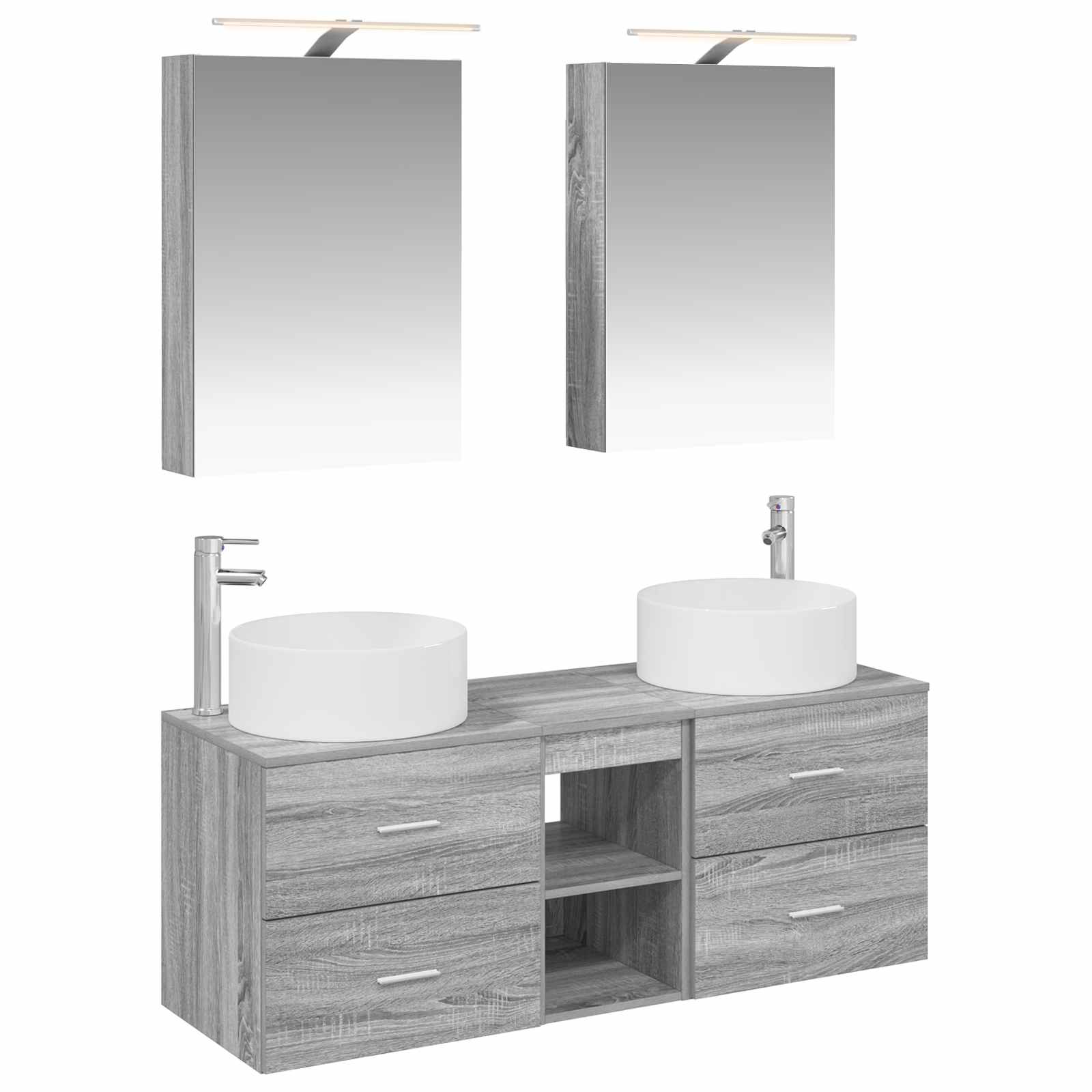 vidaXL Badkamermeubelset 5 pcs Wit Bewerkt hout en glas