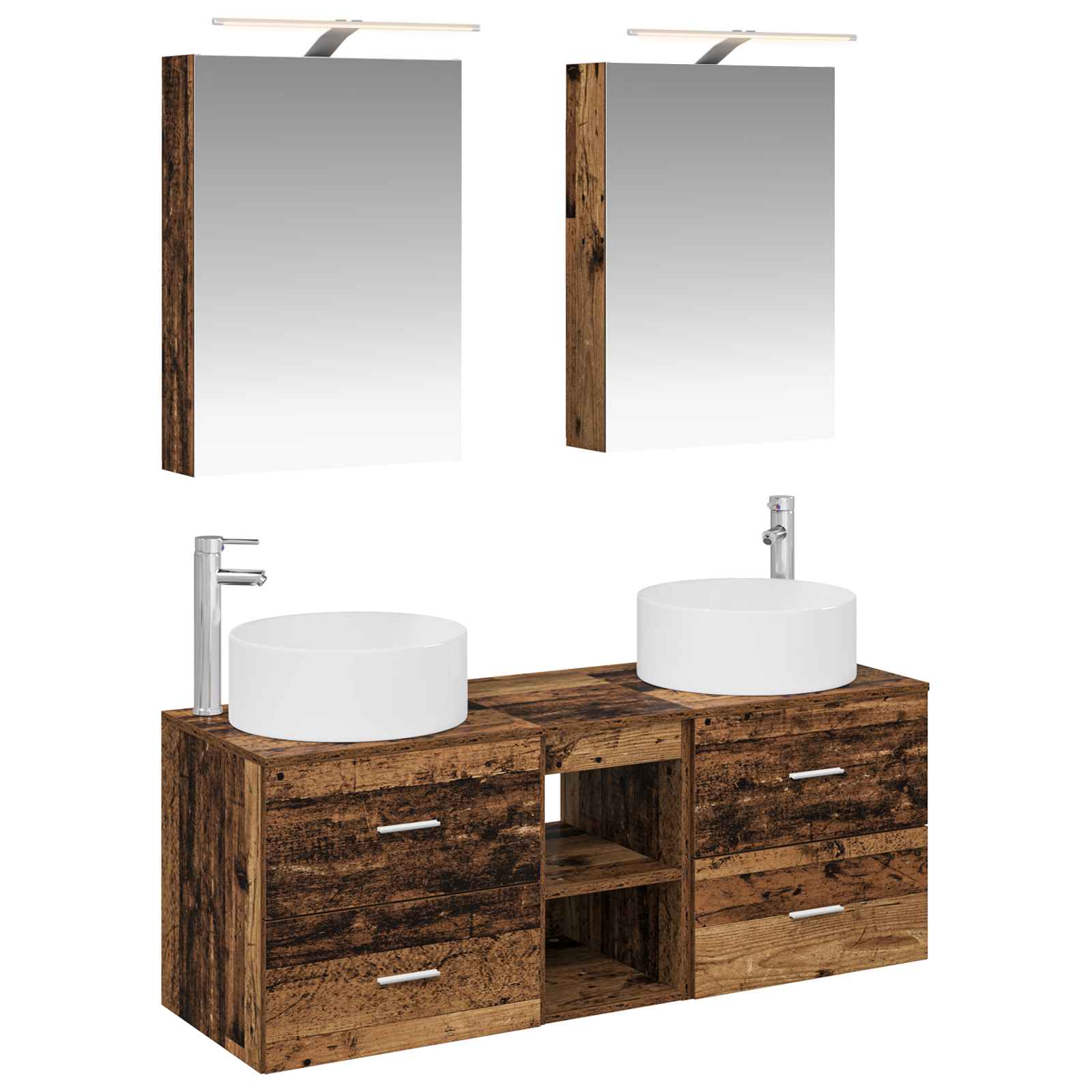 vidaXL Badkamermeubelset 5 pcs Wit Bewerkt hout en glas