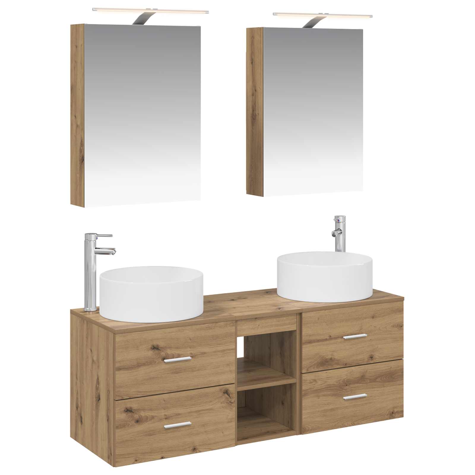 vidaXL Badkamermeubelset 5 pcs Wit Bewerkt hout en glas