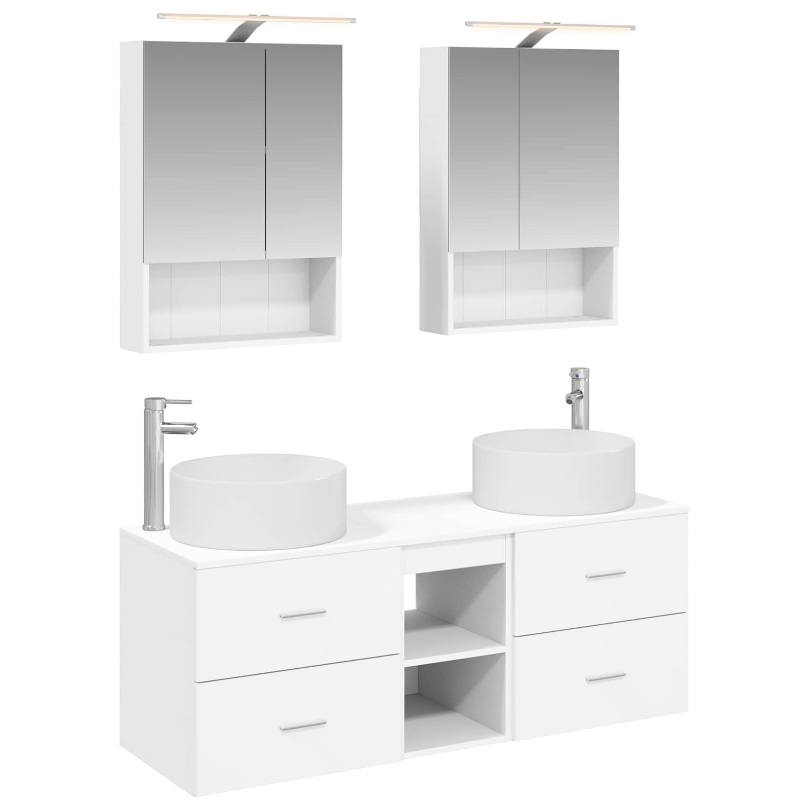 vidaXL Badkamermeubelset 5 pcs Wit Bewerkt hout en glas