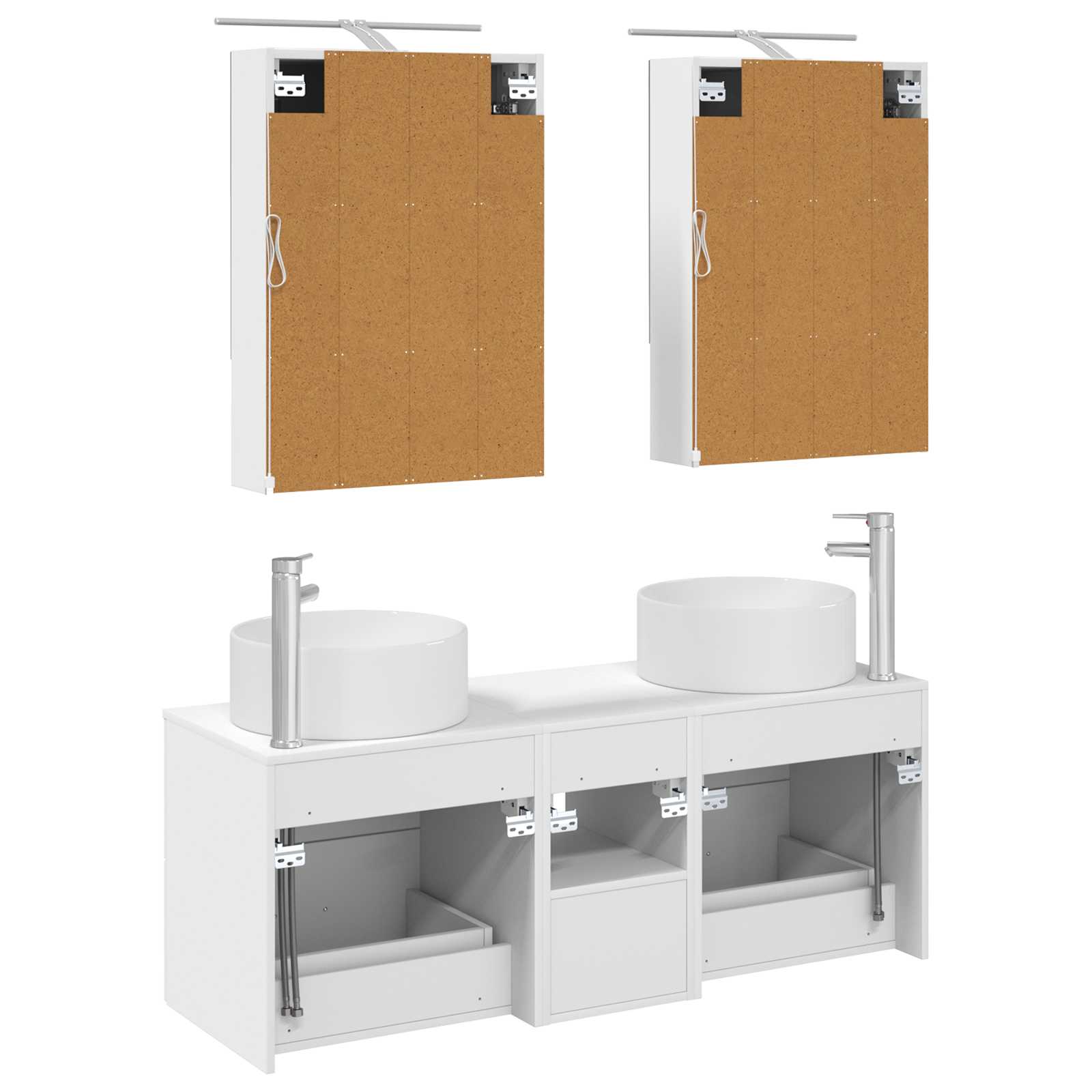 vidaXL Badkamermeubelset 5 pcs Wit Bewerkt hout en glas