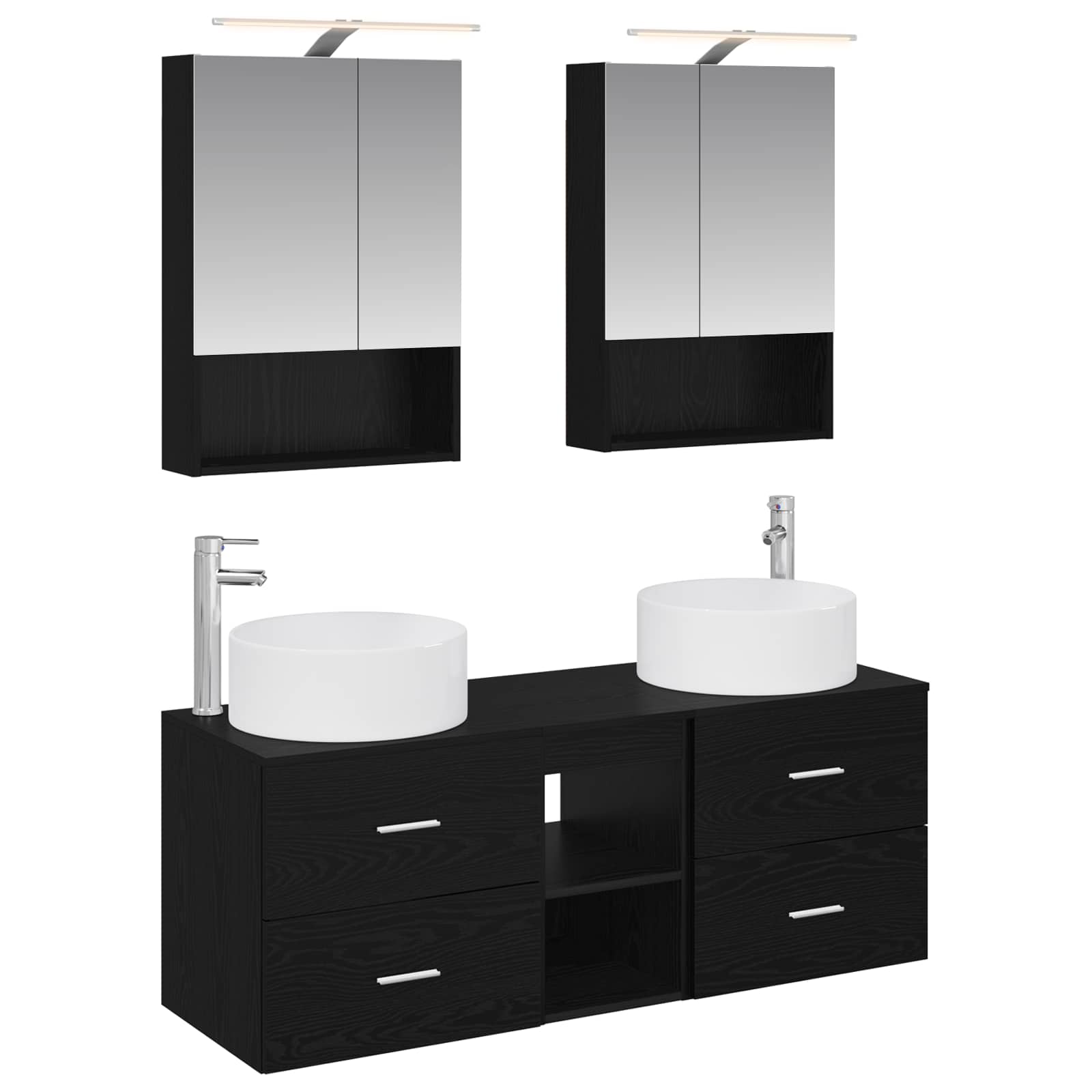 vidaXL Badkamermeubelset 5 pcs Wit Bewerkt hout en glas
