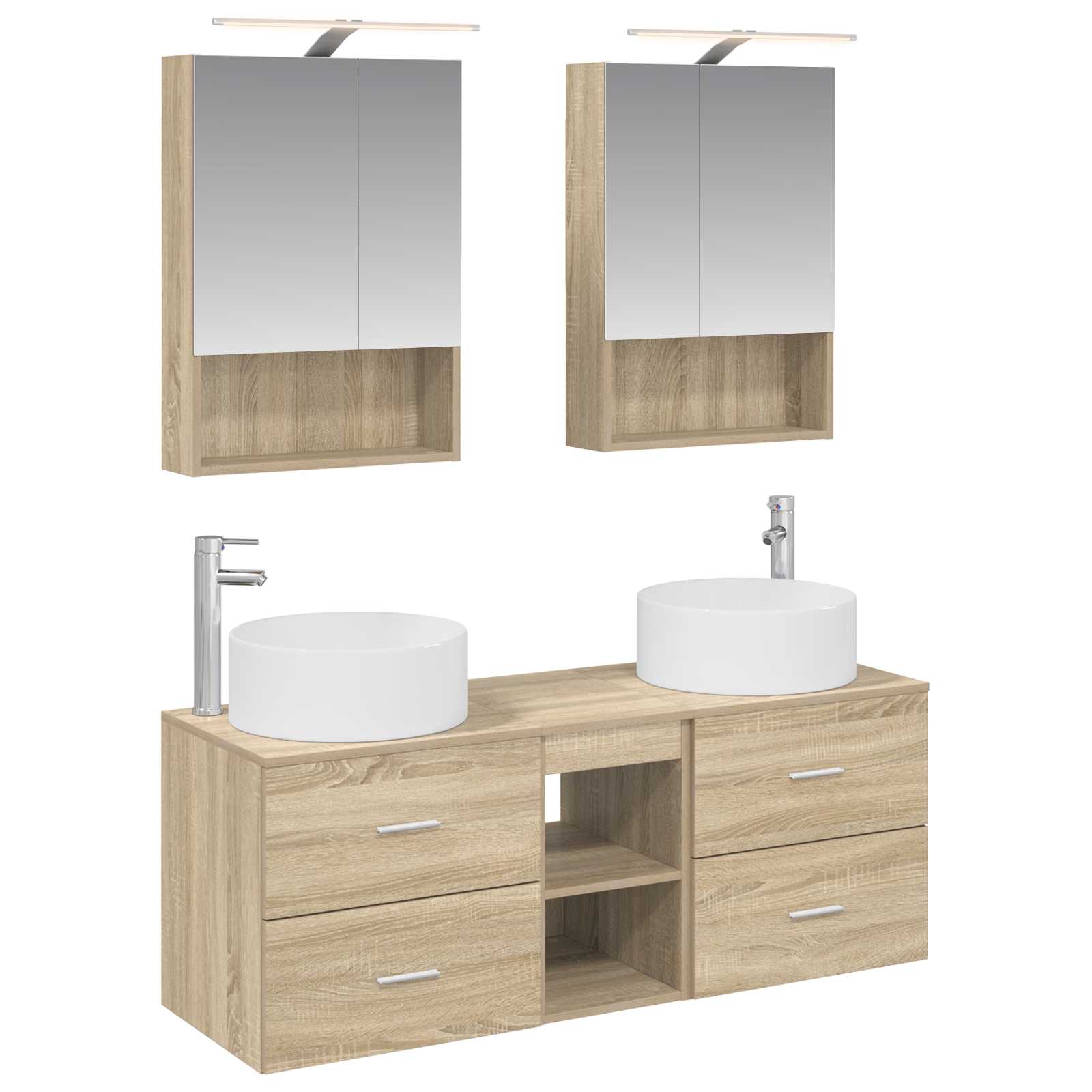 vidaXL Badkamermeubelset 5 pcs Wit Bewerkt hout en glas