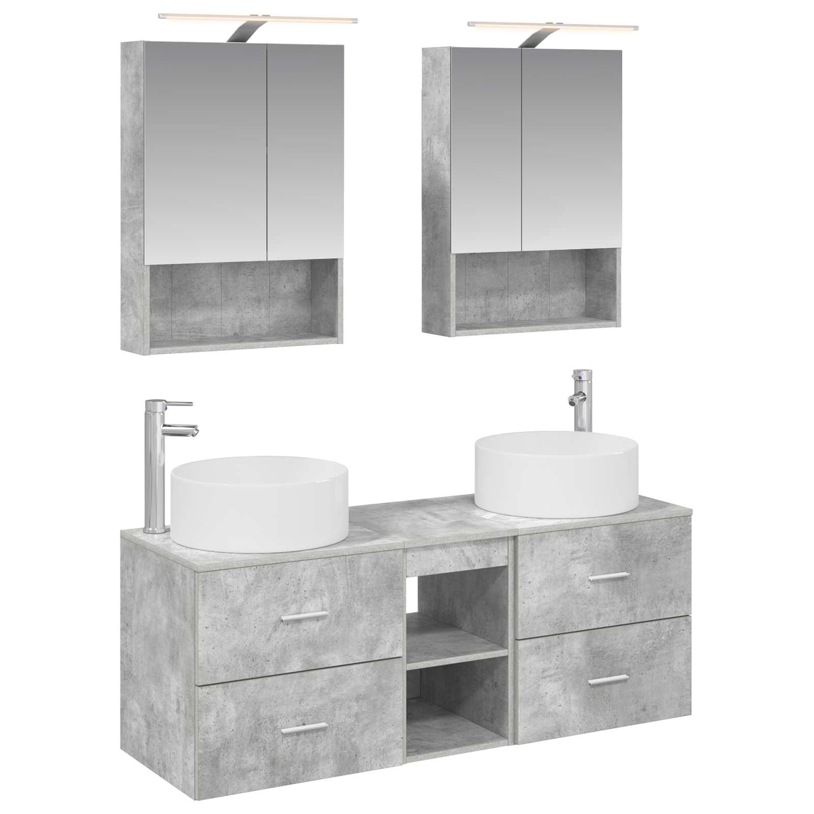vidaXL Badkamermeubelset 5 pcs Wit Bewerkt hout en glas