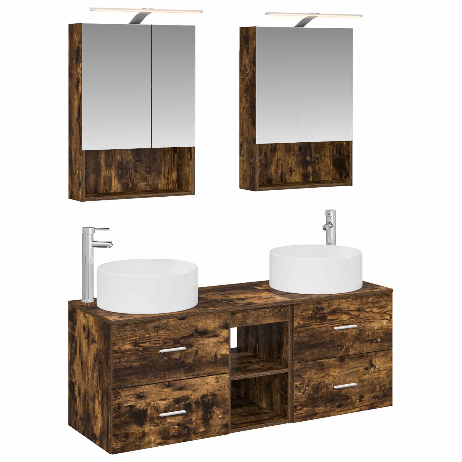 vidaXL Badkamermeubelset 5 pcs Wit Bewerkt hout en glas