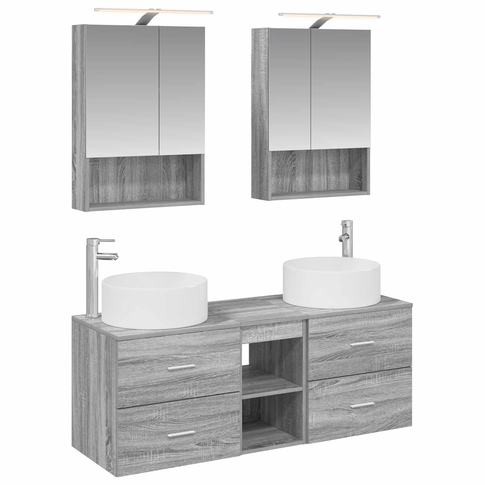 vidaXL Badkamermeubelset 5 pcs Wit Bewerkt hout en glas