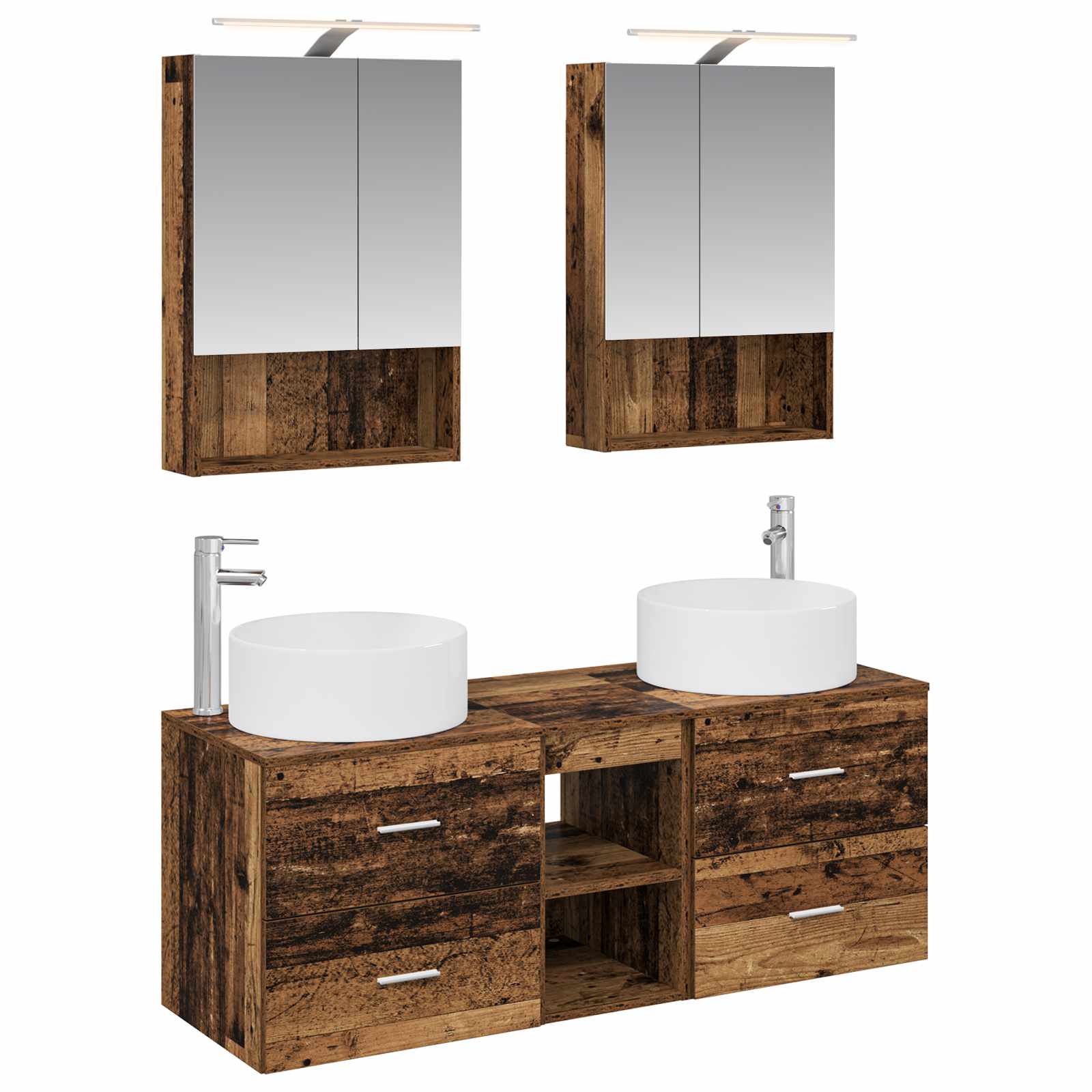vidaXL Badkamermeubelset 5 pcs Wit Bewerkt hout en glas