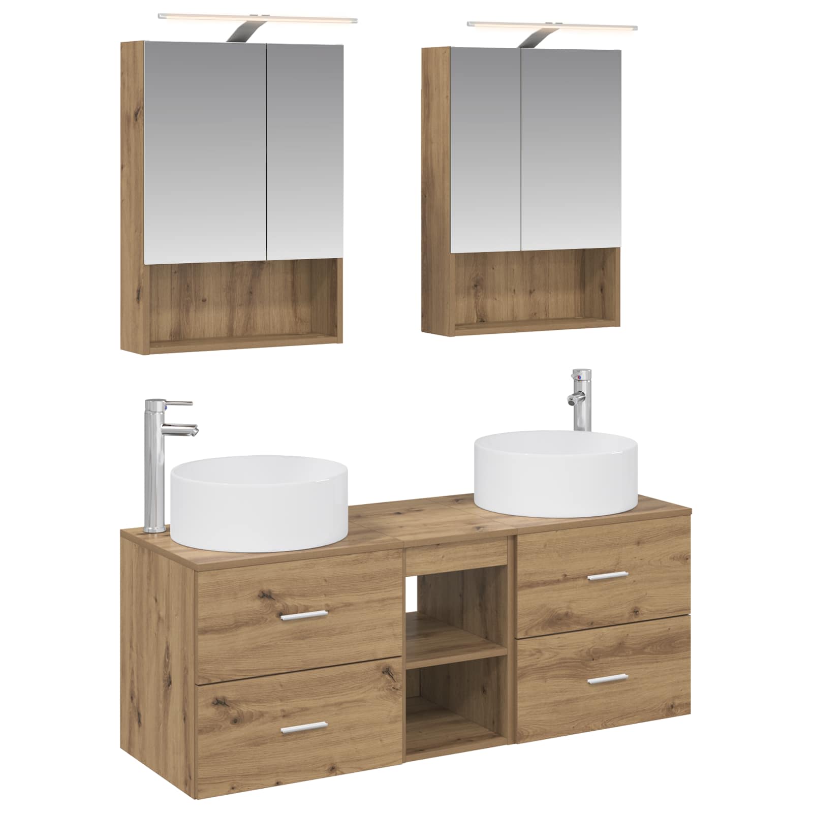 vidaXL Badkamermeubelset 5 pcs Wit Bewerkt hout en glas