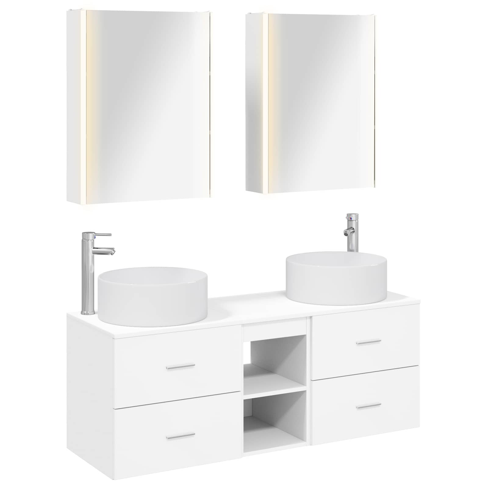 vidaXL Badkamermeubelset 5 pcs Wit Bewerkt hout en glas