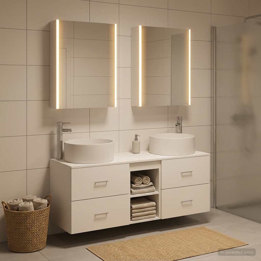 vidaXL Badkamermeubelset 5 pcs Wit Bewerkt hout en glas
