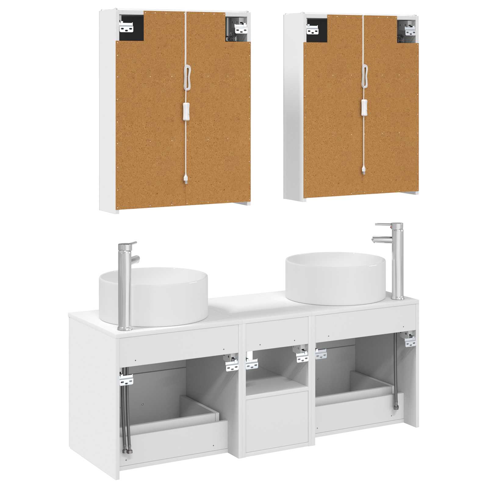 vidaXL Badkamermeubelset 5 pcs Wit Bewerkt hout en glas