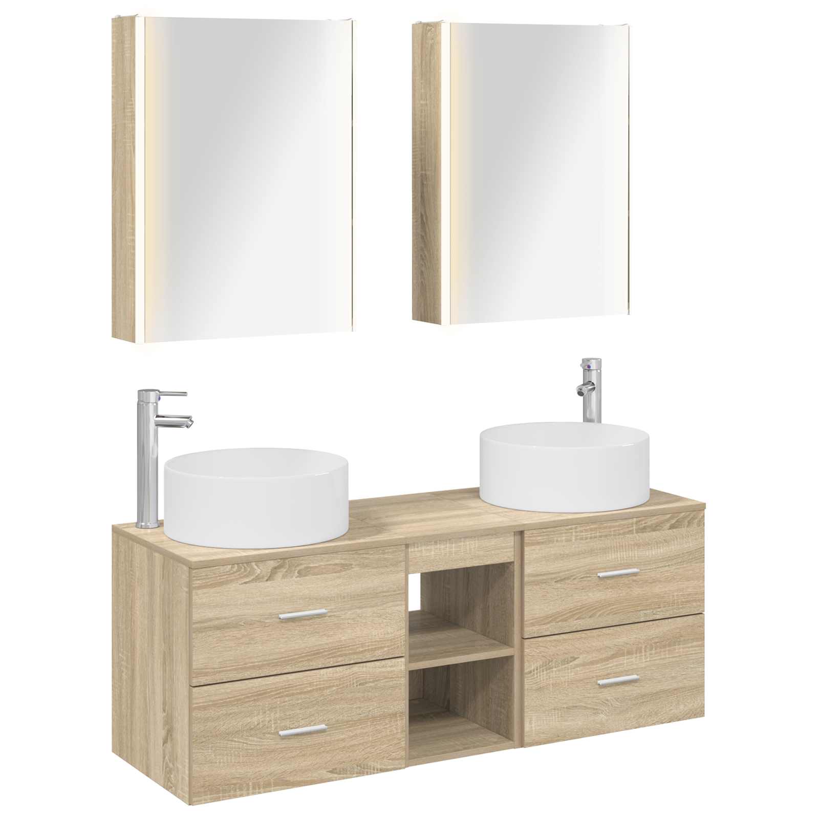vidaXL Badkamermeubelset 5 pcs Wit Bewerkt hout en glas