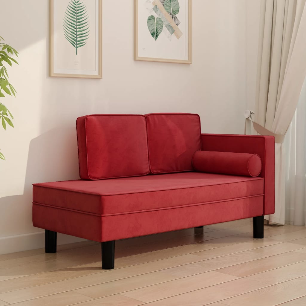 vidaXL Chaise longue met kussens en bolster fluweel lichtgrijs