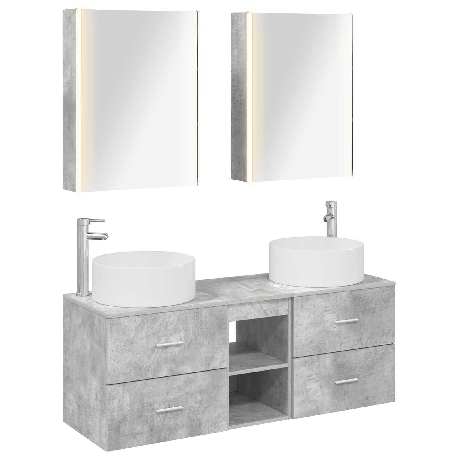 vidaXL Badkamermeubelset 5 pcs Wit Bewerkt hout en glas