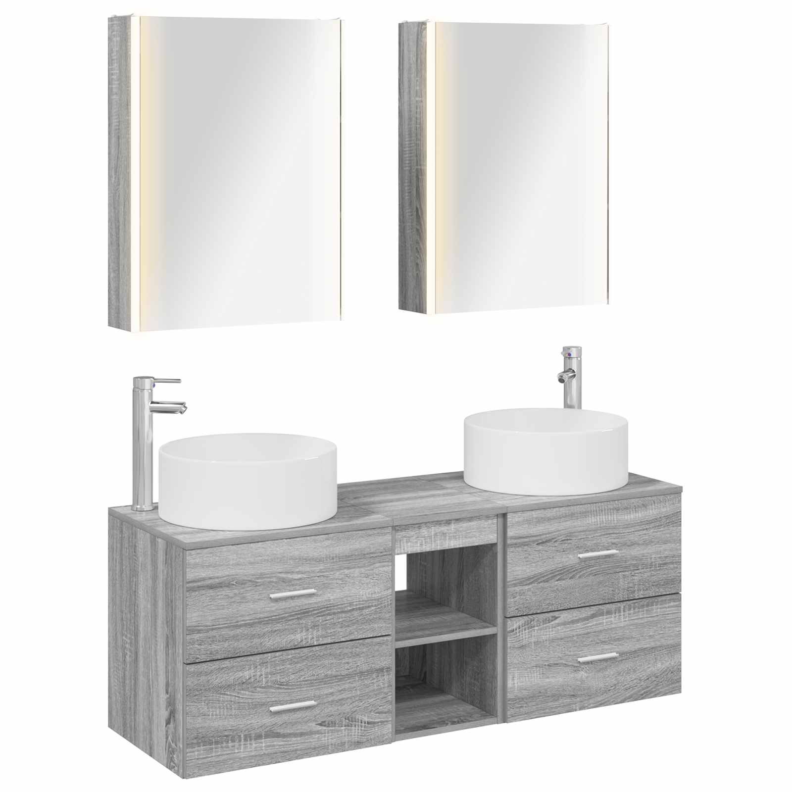 vidaXL Badkamermeubelset 5 pcs Wit Bewerkt hout en glas