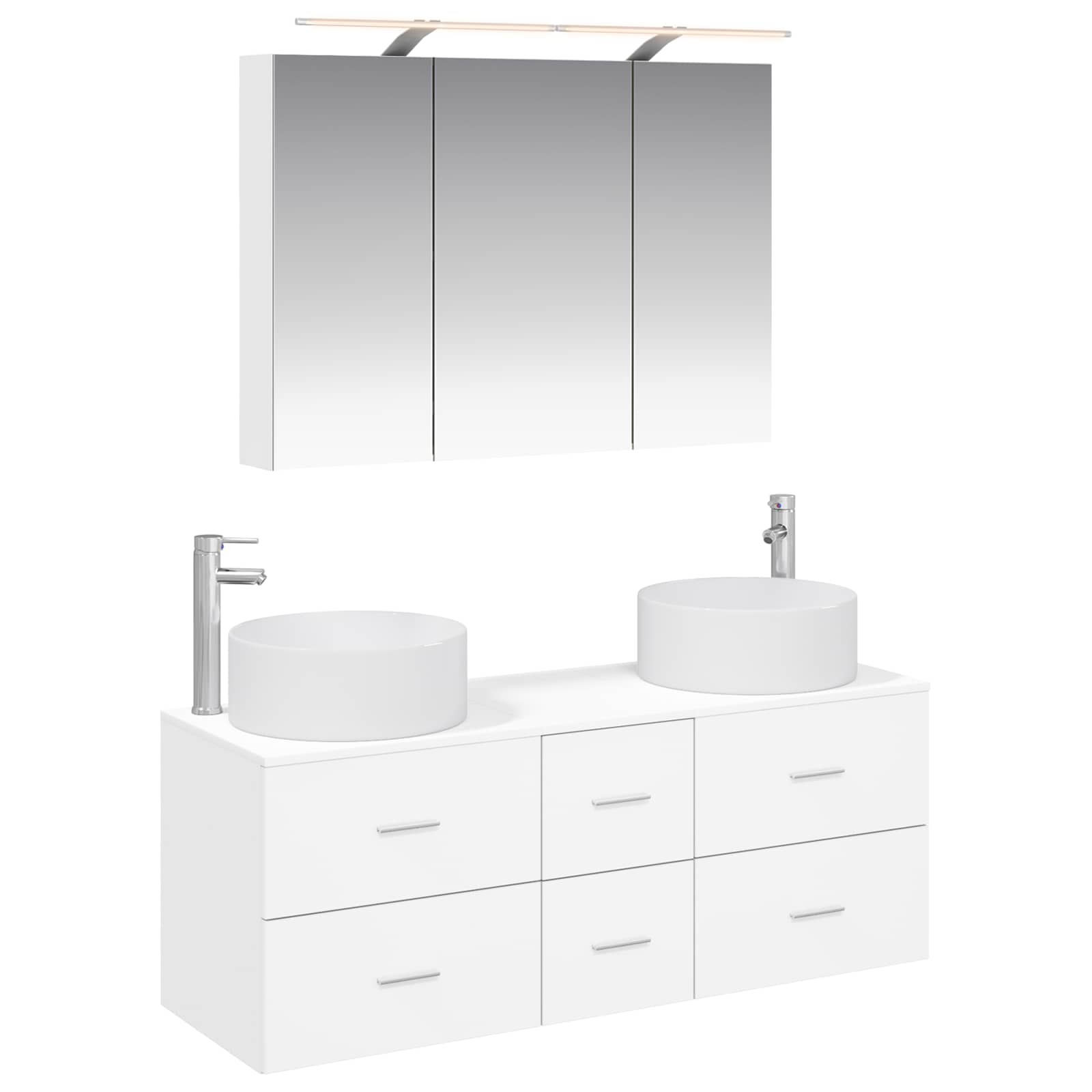 vidaXL Badkamermeubelset 4 pcs Wit Bewerkt hout en glas