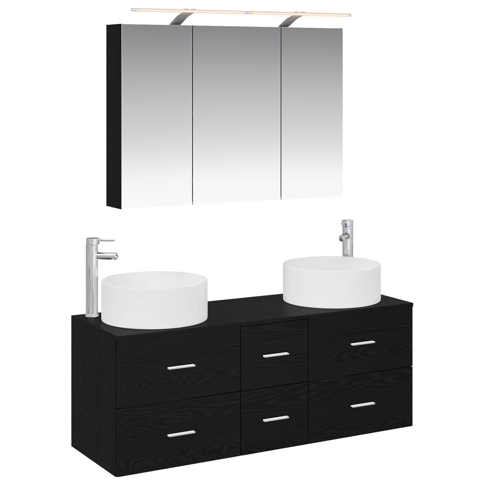 vidaXL Badkamermeubelset 4 pcs Wit Bewerkt hout en glas