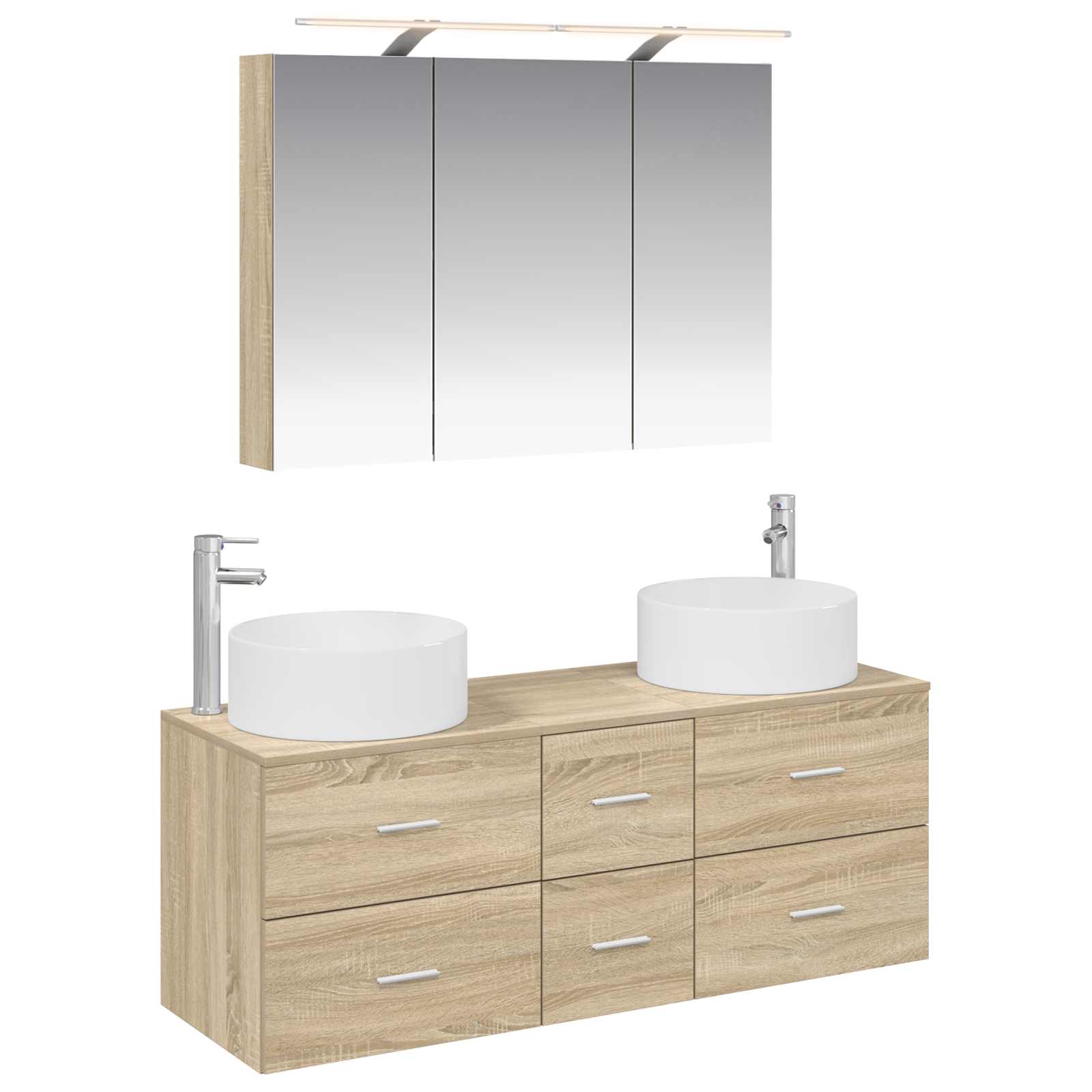 vidaXL Badkamermeubelset 4 pcs Wit Bewerkt hout en glas