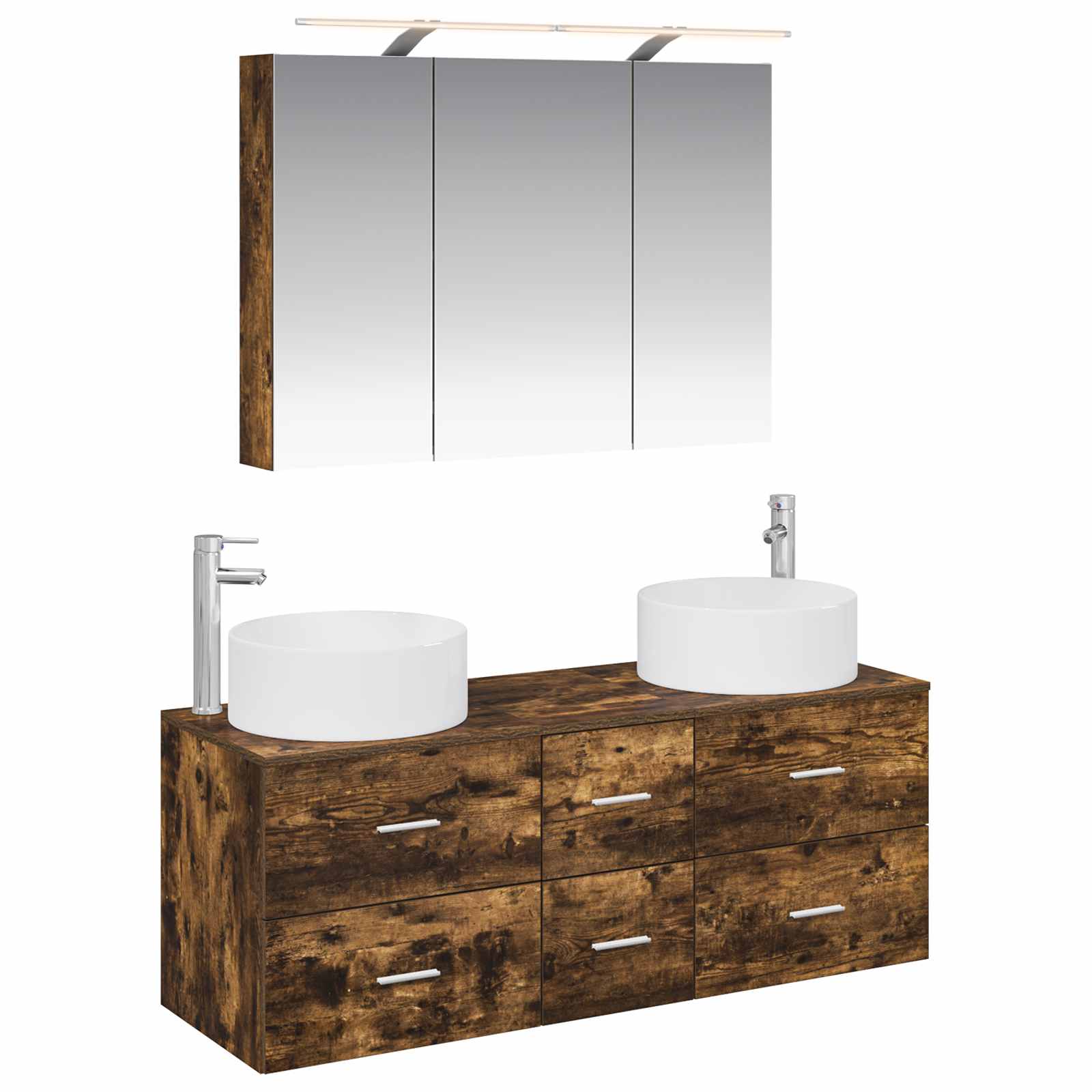 vidaXL Badkamermeubelset 4 pcs Wit Bewerkt hout en glas