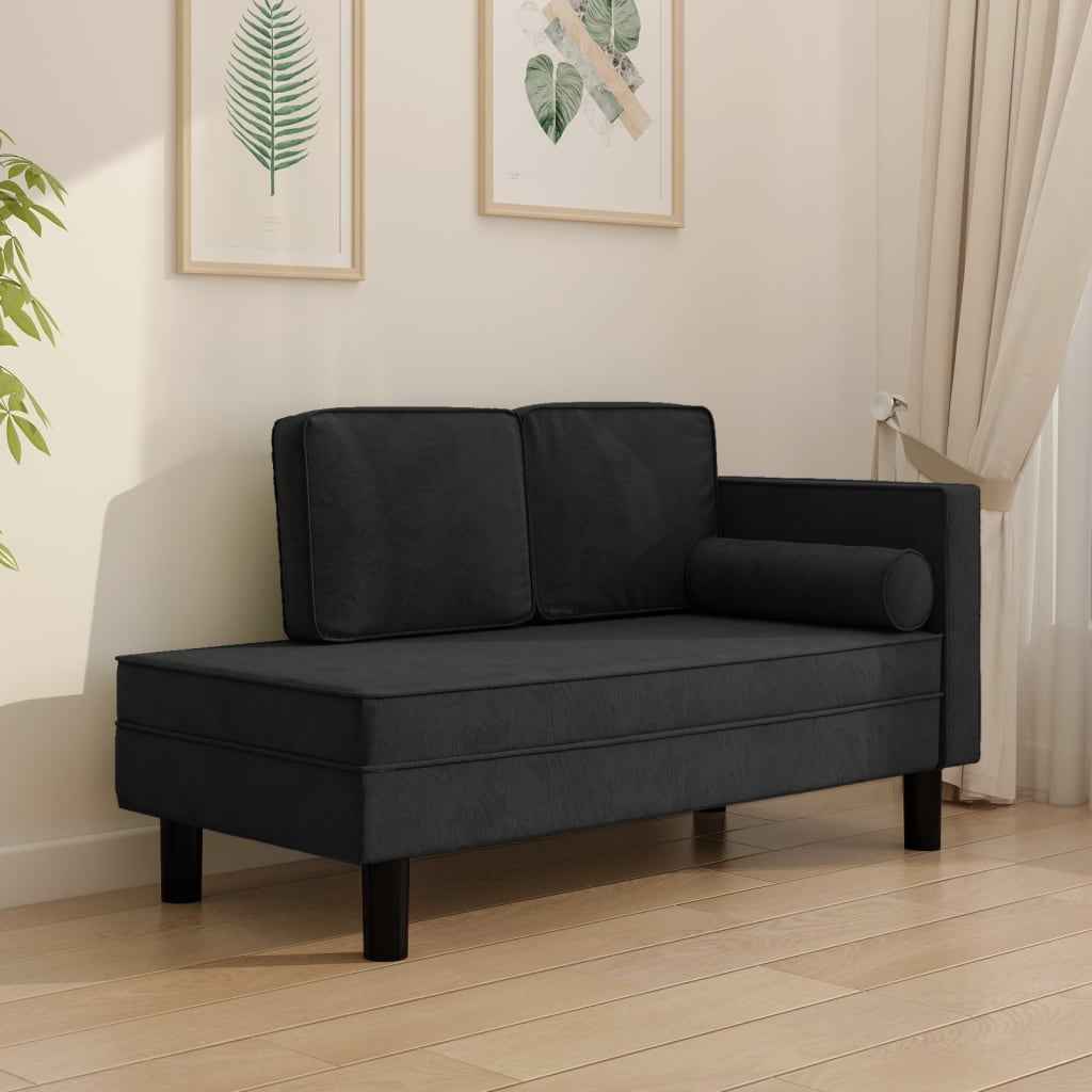vidaXL Chaise longue met kussens en bolster fluweel lichtgrijs