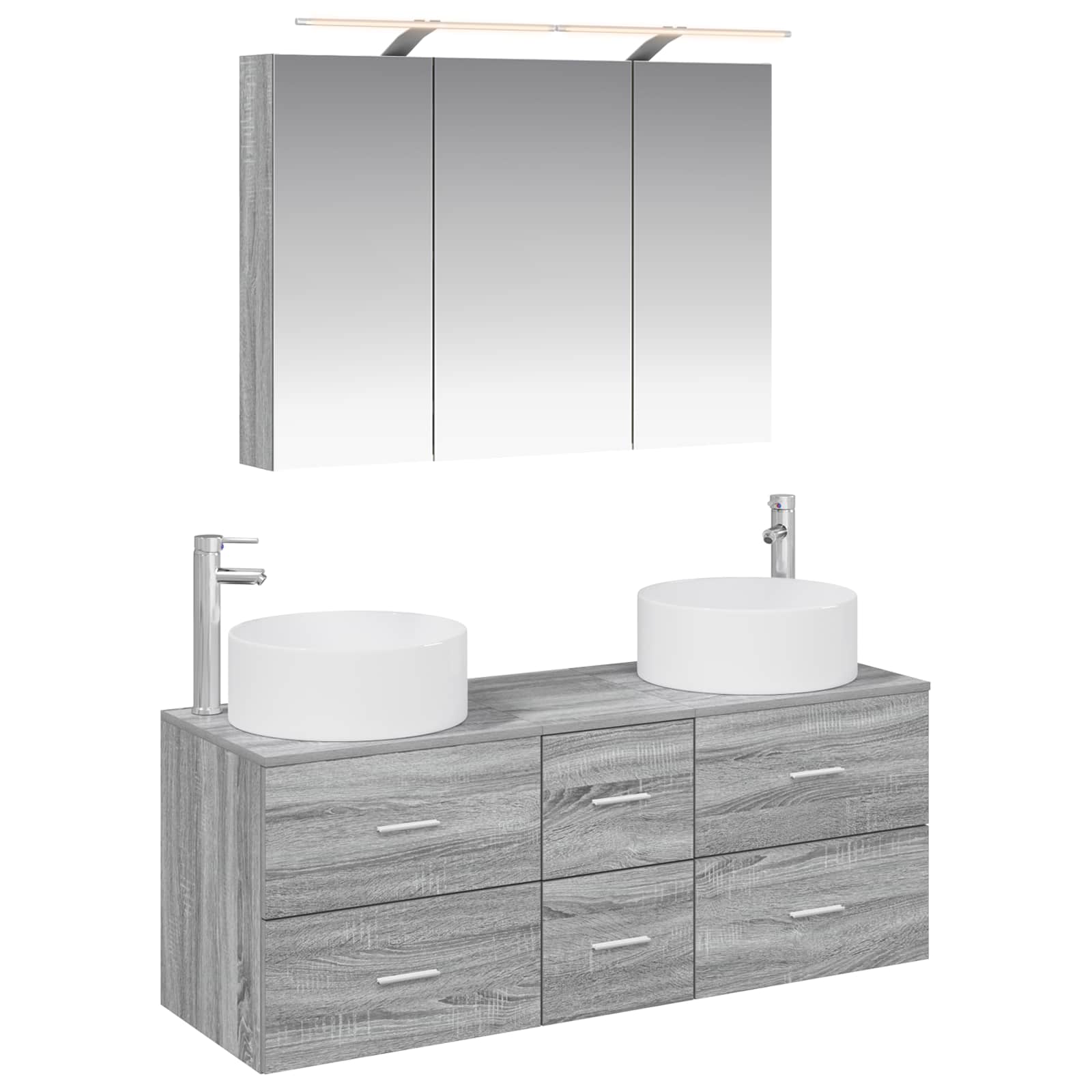 vidaXL Badkamermeubelset 4 pcs Wit Bewerkt hout en glas