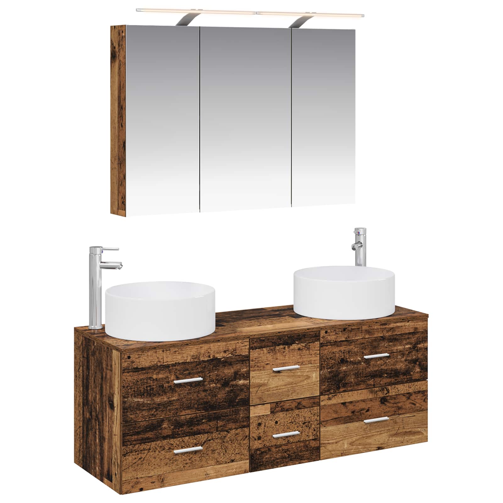 vidaXL Badkamermeubelset 4 pcs Wit Bewerkt hout en glas