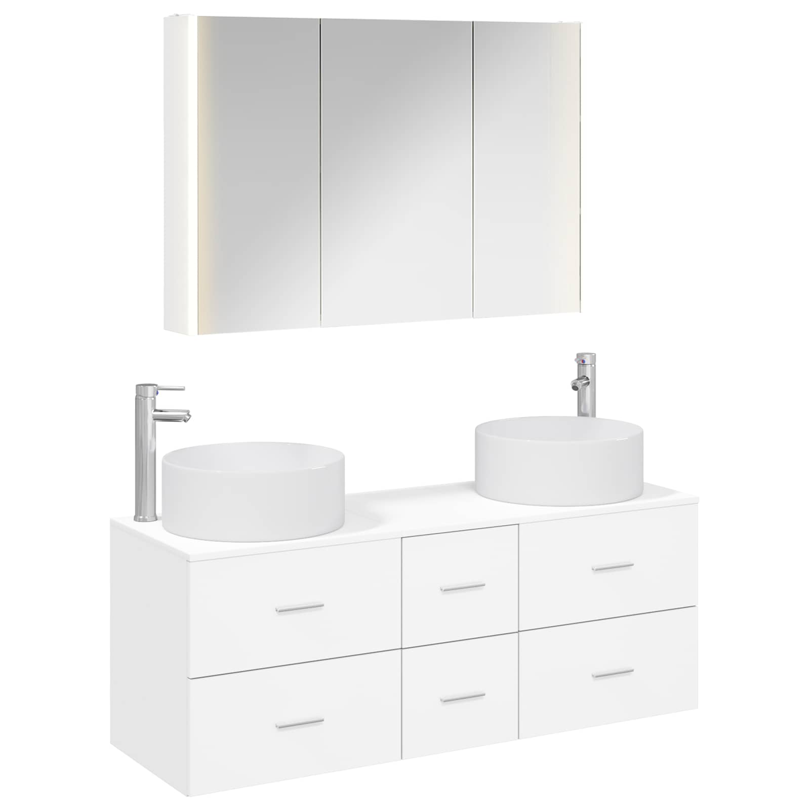 vidaXL Badkamermeubelset 4 pcs Wit Bewerkt hout en glas