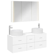 vidaXL Badkamermeubelset 4 pcs Wit Bewerkt hout en glas