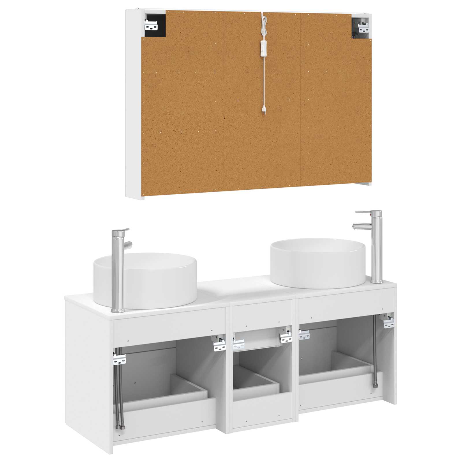 vidaXL Badkamermeubelset 4 pcs Wit Bewerkt hout en glas