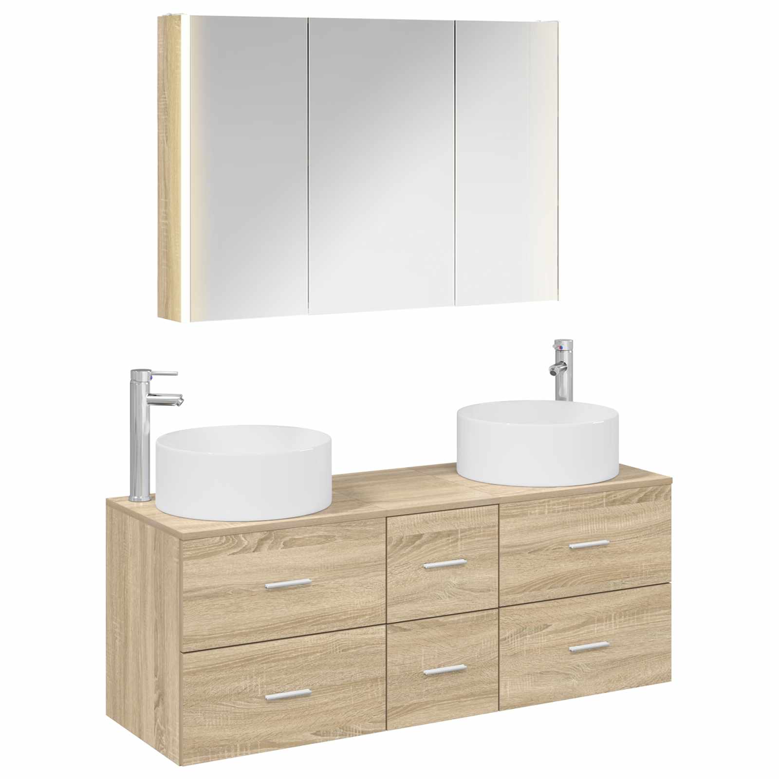 vidaXL Badkamermeubelset 4 pcs Wit Bewerkt hout en glas
